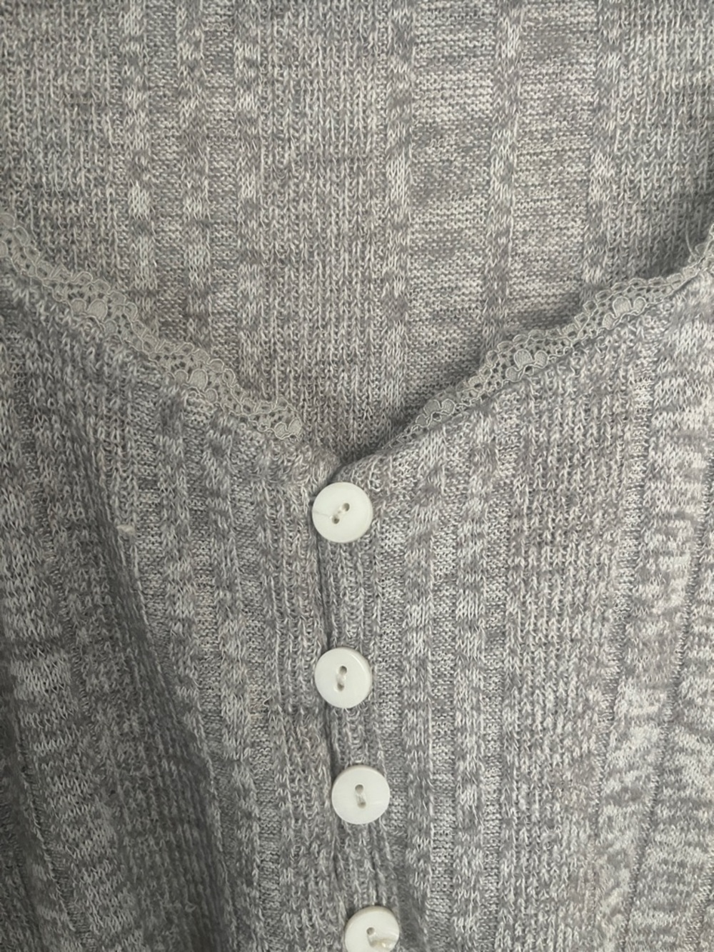 Voltte Gray Ribbed Button-Front Long Sleeve Tee - Picture 3 of 6